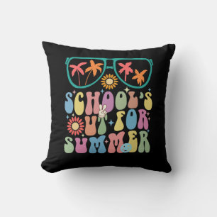 Last Day Of School Groovy School's Out For Summer Cushion