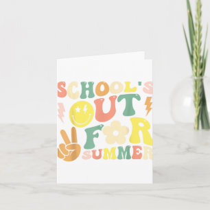 Last Day Of School Groovy Schools Out For Summer T Card
