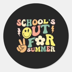 Last Day Of School Groovy Schools Out For Summer T Classic Round Sticker