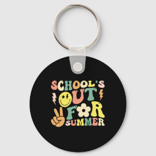 Last Day Of School Groovy Schools Out For Summer T Key Ring