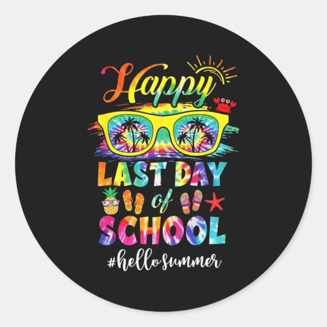 Last Day Of School Hello Summer Teacher Student  Classic Round Sticker (Front)