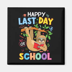 Last Day Of School Kid Teacher Cute Sloth Graduati Magnet