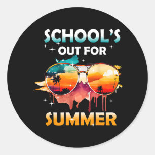 Last Day Of School Out For Summer Teacher Girls Bo Classic Round Sticker
