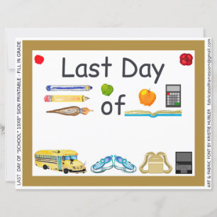 Last Day of School Parent Child 10x8 Sign Paper