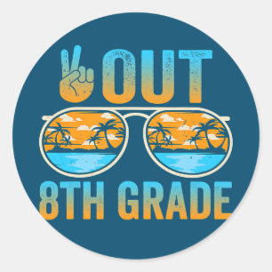 Last Day Of School Peace Out 8th Grade Graduation Classic Round Sticker