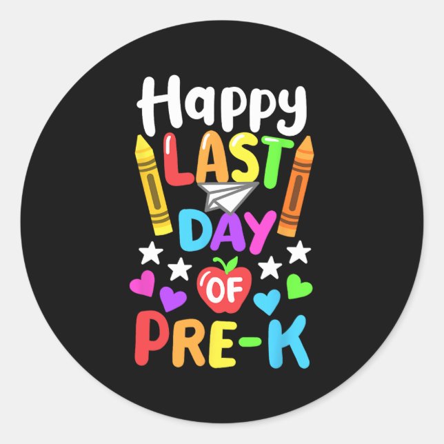 Last Day Of School Pre-k Cl Of 2024 Toddlers  Classic Round Sticker (Front)