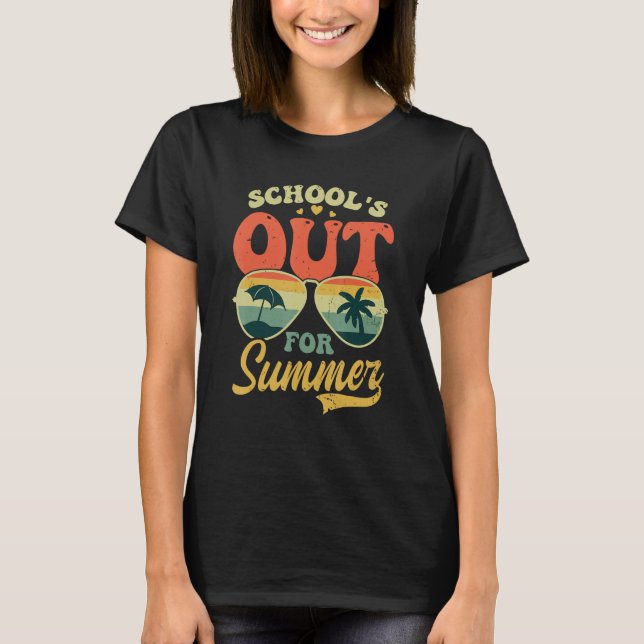 Last Day Of School Retro Schools Out For Summer Te T-Shirt (Front)