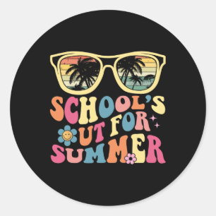Last Day Of School Retro Teacher School#39;s Out F Classic Round Sticker