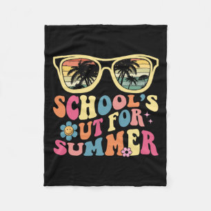 Last Day Of School Retro Teacher School#39;s Out F Fleece Blanket