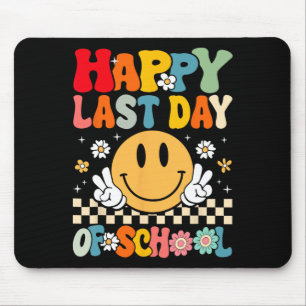 Last Day Of School Smile Groovy Face Teacher Summe Mouse Mat