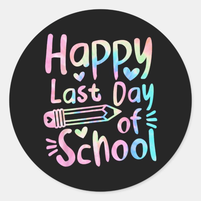 Last Day Of School Students Women Funny Summer Bea Classic Round Sticker (Front)