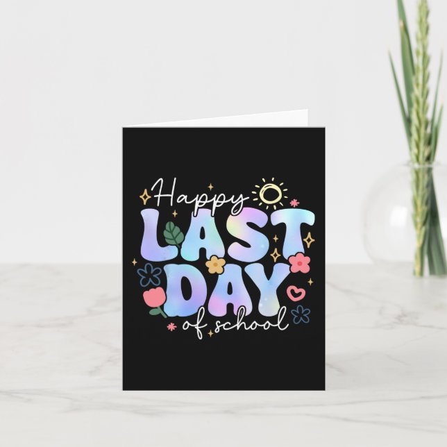 Last Day Of School Summer Break Floral Teacher Kid Card (Front)