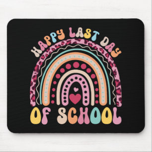 Last Day Of School Teacher Student Leopard Rainbow Mouse Mat