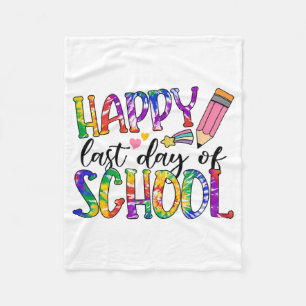 Last Day Of School Tie Dye Graduation Teacher Stud Fleece Blanket