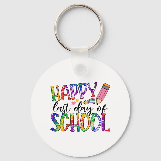 Last Day Of School Tie Dye Graduation Teacher Stud Key Ring (Front)