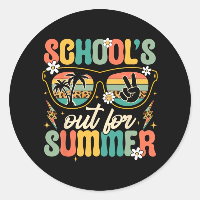 Last Day Of School's Out For Summer Teacher Boys G Classic Round Sticker (Front)