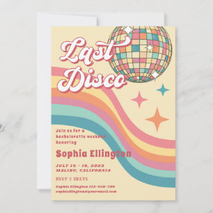 Last Disco 70's Retro Bachelorette Weekend Invitation