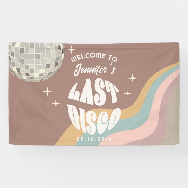 Last Disco 70s Retro Groovy Bachelorette Party Banner (Horizontal)