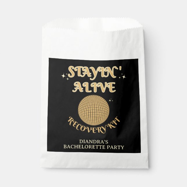 Last Disco Bachelorette Staying Alive Recovery Kit Favour Bags (Front)
