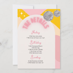 Last Disco Bachelorette Weekend Itinerary Invitation
