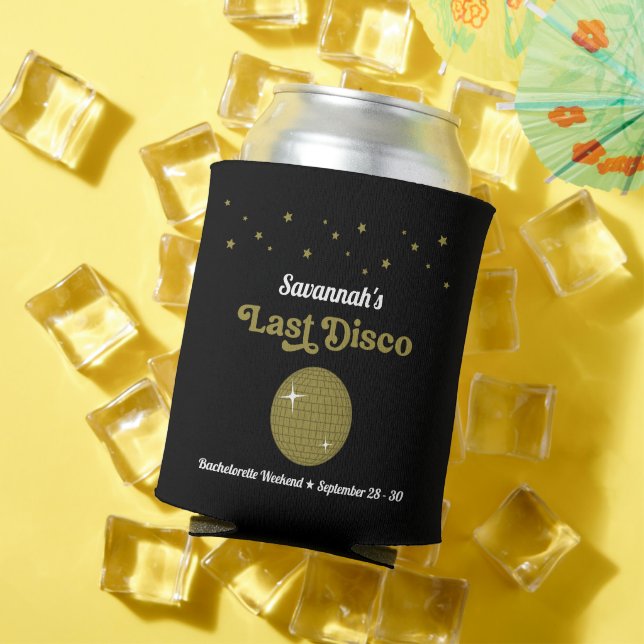Last Disco Bride Bachelorette Party Groovy Retro Can Cooler (In Situ Summer)