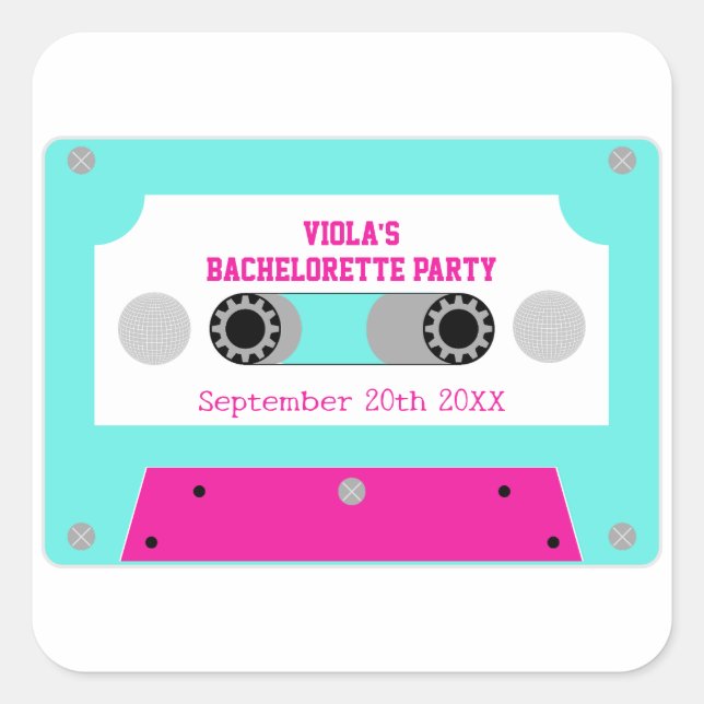 Last Disco Cassette Tape Bachelorette Party Square Sticker (Front)