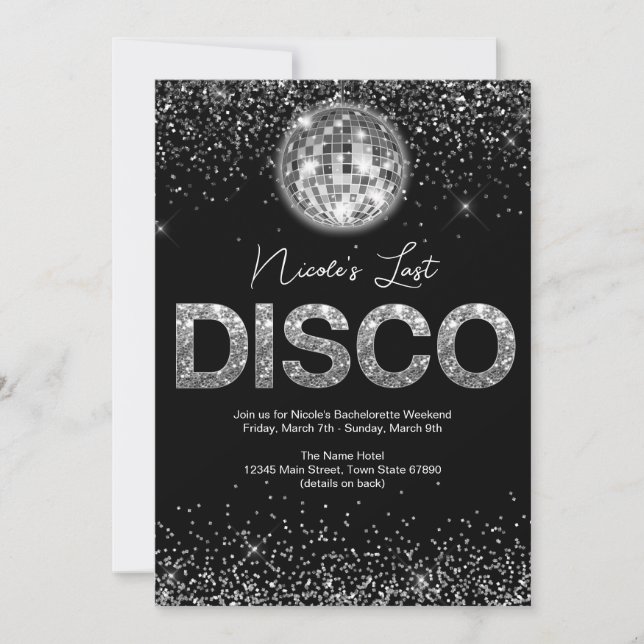 Last Disco Glamourous Bachelorette Weekend Invitation (Front)