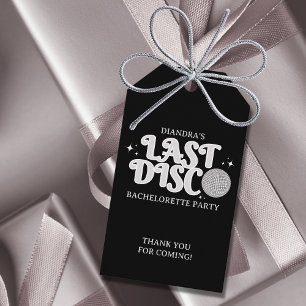 Last Disco Name Retro Silver 70s Bachelorette Gift Tags