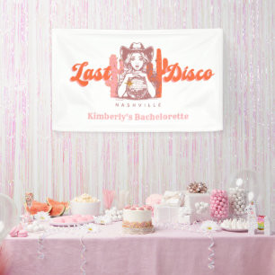 Last Disco Pink Cowgirl Bachelorette Party Banner