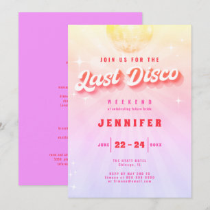 Last Disco Rainbow Retro Bachelorette Weekend Invitation
