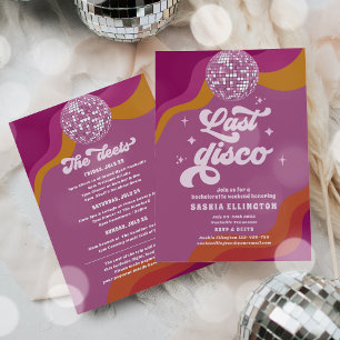 Last Disco Retro 70 Bachelorette Weekend Itinerary Invitation