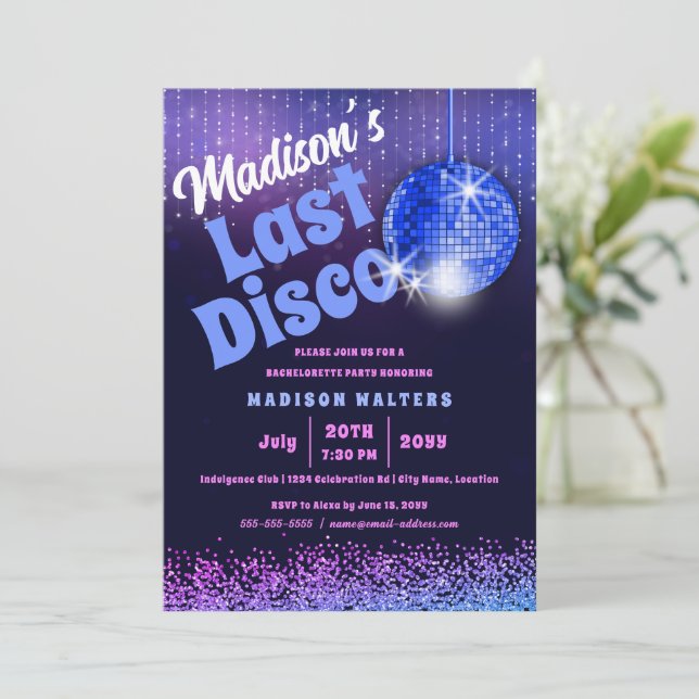 Last Disco Retro Bachelorette Invitation (Standing Front)