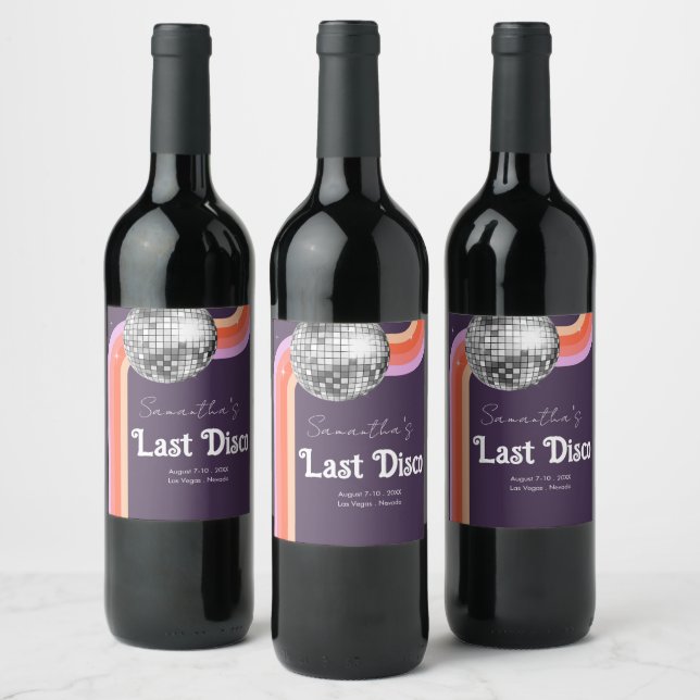 Last Disco Retro Pink Bachelorette Weekend Wine Label (Bottles)