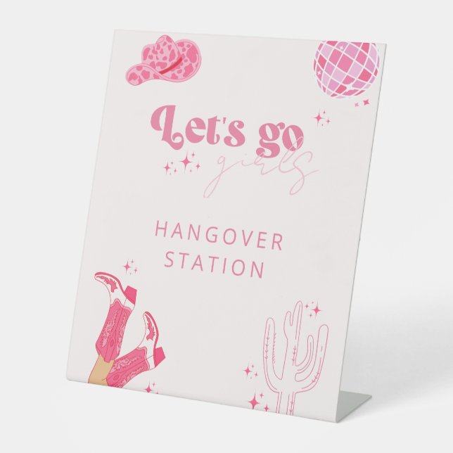 Last Disco Rodeo Bachelorette Hangover Station Pedestal Sign (Front)