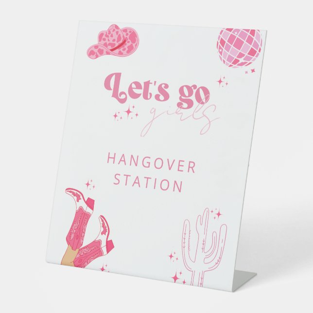 Last Disco Rodeo Bachelorette Hangover Station Pedestal Sign (Front)