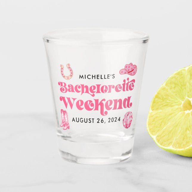 Last Disco Rodeo Bachelorette Party Shot Glass (Front)