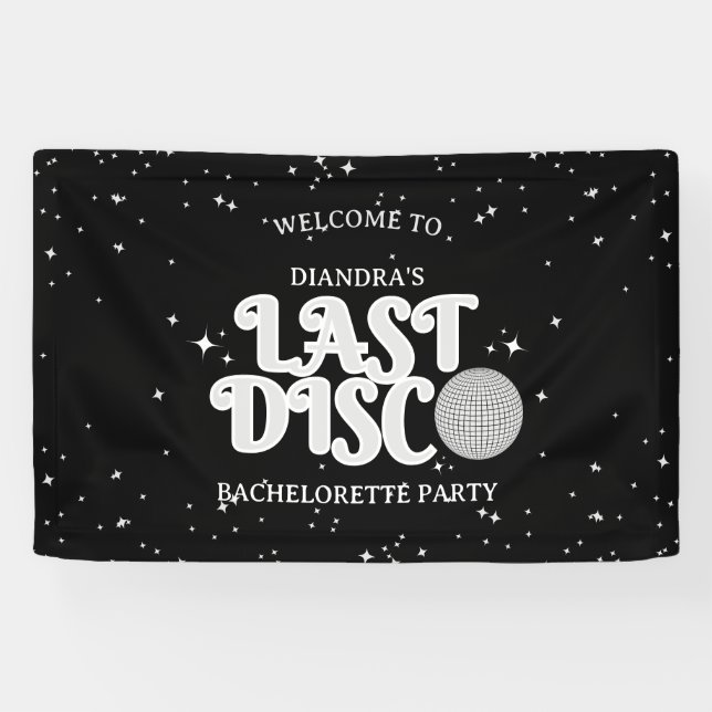 Last Disco Silver Retro Bachelorette Welcome Banner (Horizontal)
