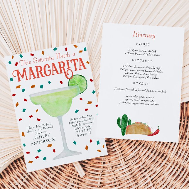 Last Fiesta Margarita Bachelorette Weekend Party Invitation (Creator Uploaded)