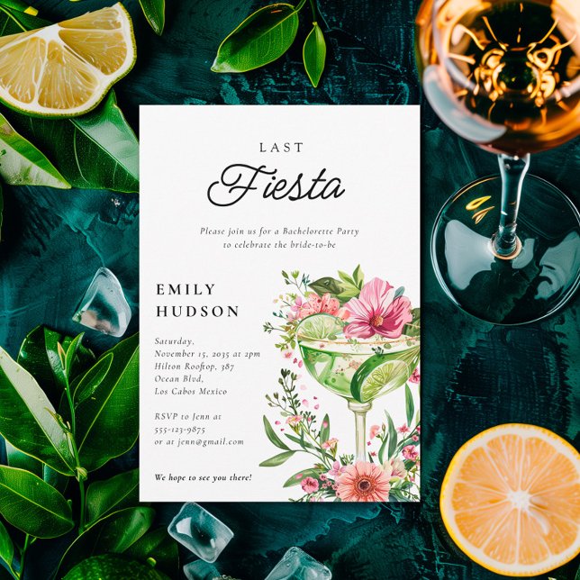 Last Fiesta Margarita Floral Bridal Shower Invitation (Creator Uploaded)