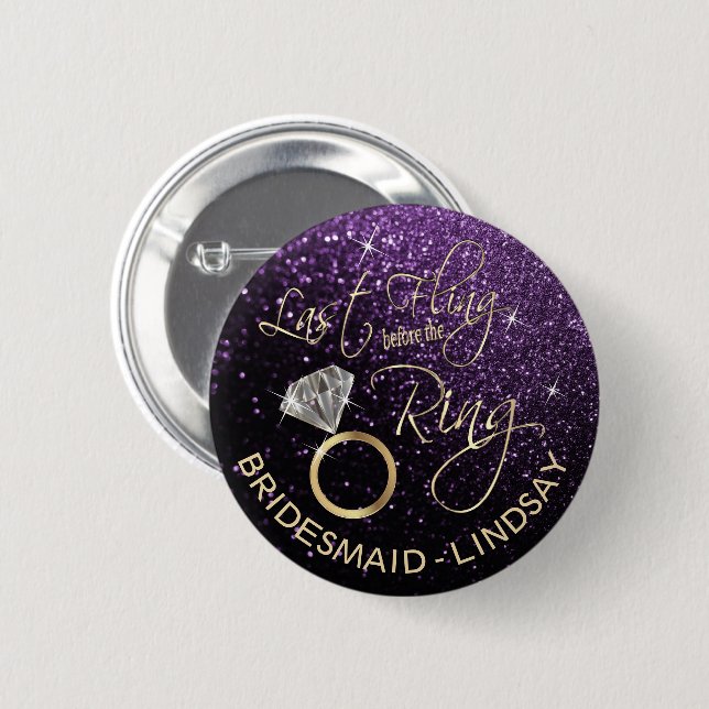 Last Fling  Bachelorette Party Purple 6 Cm Round Badge (Front & Back)