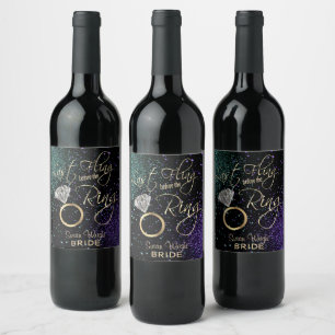 Last Fling Bachelorette Party -Teal & Purple Wine Label