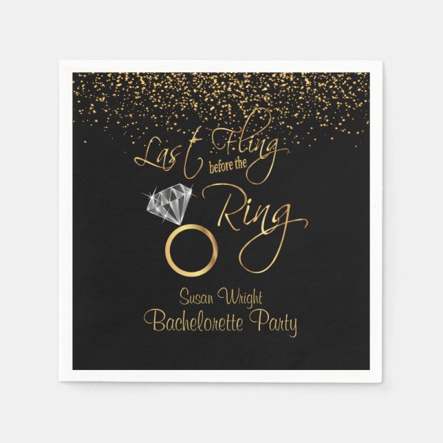 Last Fling Before the Ring Bachelorette - Gold Napkin (Front)