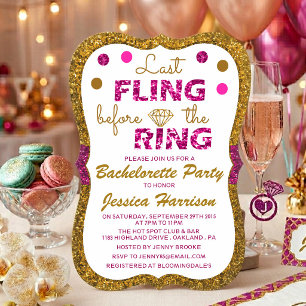 Last Fling Before The Ring - Bachelorette Party Invitation