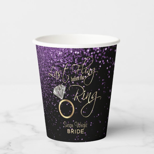 Last Fling Before the Ring Bachelorette - Purple Paper Cups (Front)