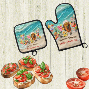 Last Fling Before The Ring Beach Cocktail Tropical Oven Mitt & Pot Holder Set