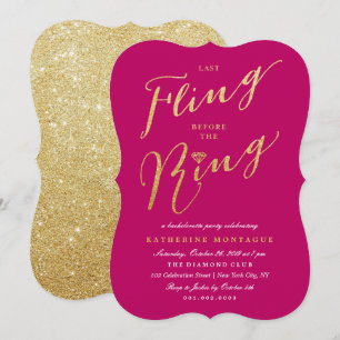 Last Fling Before The Ring Chic Bachelorette Party Invitation
