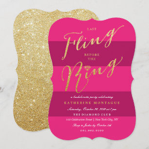 Last Fling Before The Ring Chic Bachelorette Party Invitation