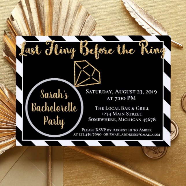 Last Fling Before the Ring, Diamond Bachelorette Invitation (Creator Uploaded)