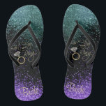 Last Fling Before the Ring - Purple & Teal Flip Flops<br><div class="desc">🥇AN ORIGINAL COPYRIGHT ART DESIGN by Donna Siegrist ONLY AVAILABLE ON ZAZZLE! Flip Flop Shoes ready for you to personalise. Matching products are available or you can just transfer the design to another product. If need be... you can delete all text and start fresh with your own text, colour and...</div>
