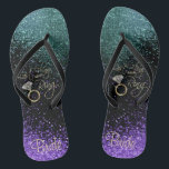 Last Fling Before the Ring - Purple & Teal Flip Flops<br><div class="desc">🥇AN ORIGINAL COPYRIGHT ART DESIGN by Donna Siegrist ONLY AVAILABLE ON ZAZZLE! Flip Flop Shoes ready for you to personalise. Matching products are available or you can just transfer the design to another product. If need be... you can delete all text and start fresh with your own text, colour and...</div>